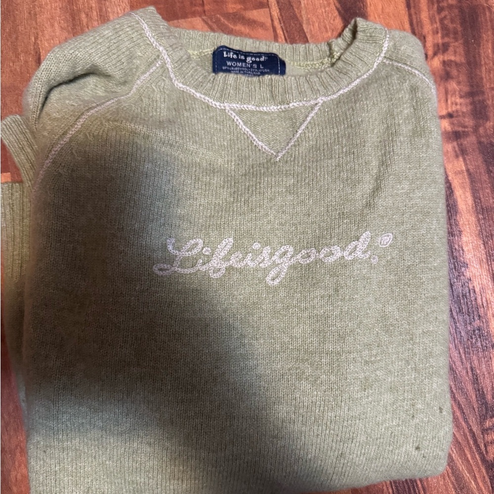 Life Is Good Green Sweater